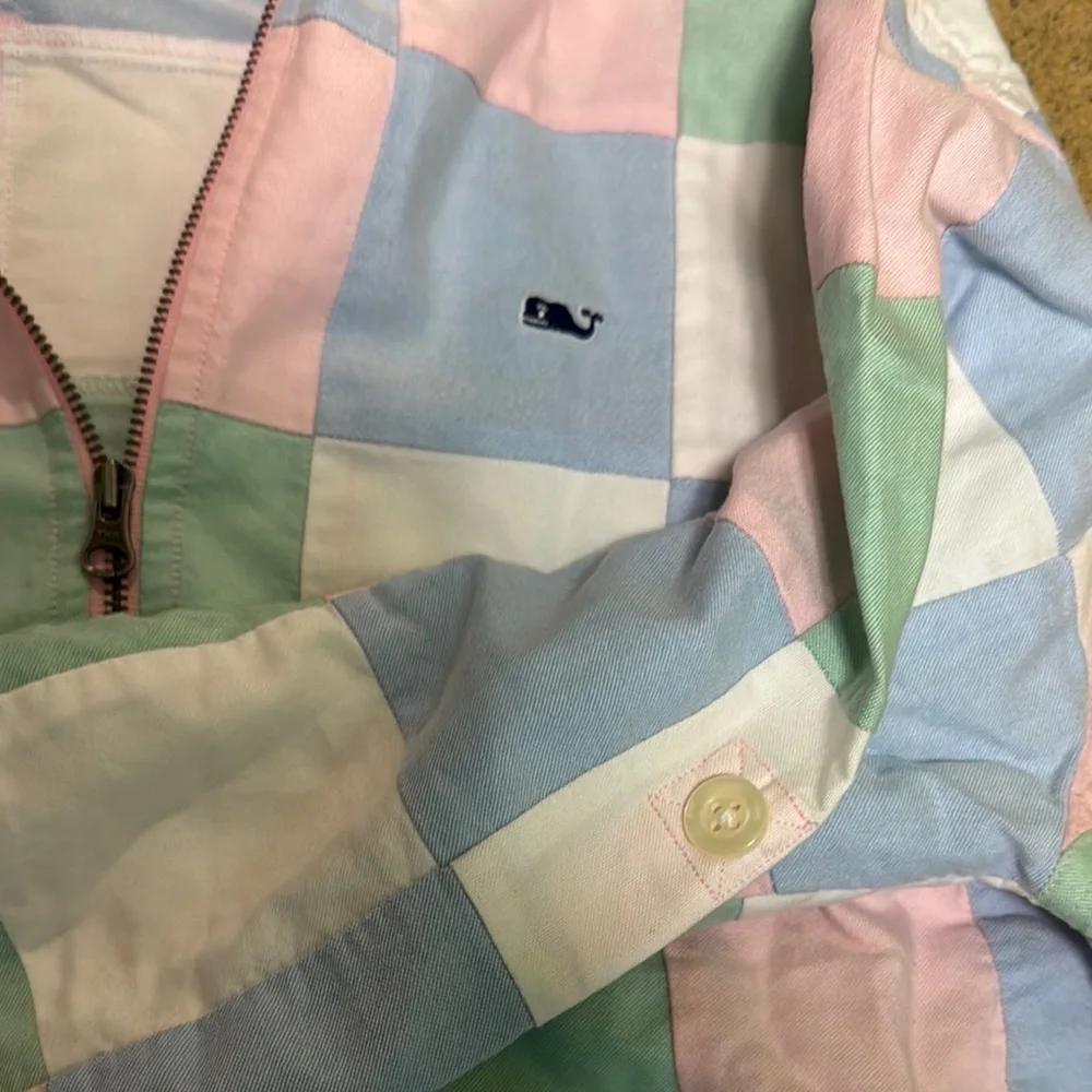 Vineyard Vines Women's Offshore Pastel Oxford Patchwork Hoodie Preppy & Fun! - Picture 8 of 13
